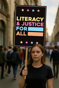 Literacy and Justice for All Protect Democracy Protest Sign, Anti-Trump, Political Activist Rally Sign, Resist Racism, Resist Fascism Poster