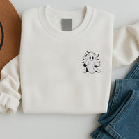 Halloween Ghost Embroidered Sweatshirt, Spooky Season Hoodie, Cute Ghost Shirt, Fall Long Sleeve Shirt, Cozy Halloween Outfit Gift