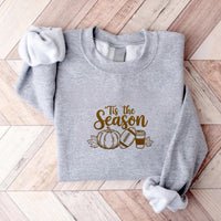Pumpkin Spice Latte Embroidered Sweatshirt, Tis the Season Hoodie, Fall Shirt, Touchdown Long Sleeve Shirt, Thanksgiving Gift Idea