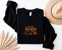 Pumpkin Spice Latte Embroidered Sweatshirt, Tis the Season Hoodie, Fall Shirt, Touchdown Long Sleeve Shirt, Thanksgiving Gift Idea