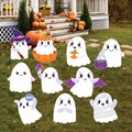 Ghost Halloween Yard Signs, Corrugated Plastic Scary Lawn Decorations with Stakes, Outdoor Spooky Ghost Signs for Halloween Front Yard Decor