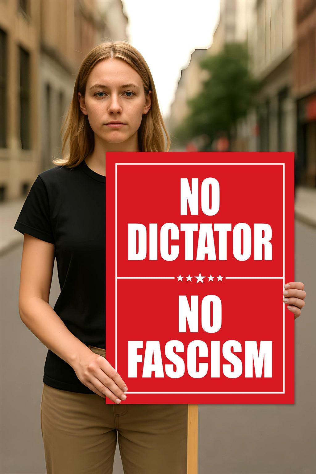 No Dictator, No Fascism Protest Sign, Anti-Trump Resistance, Political Activist Poster, Rally Sign, Resist Fascism Protest Poster