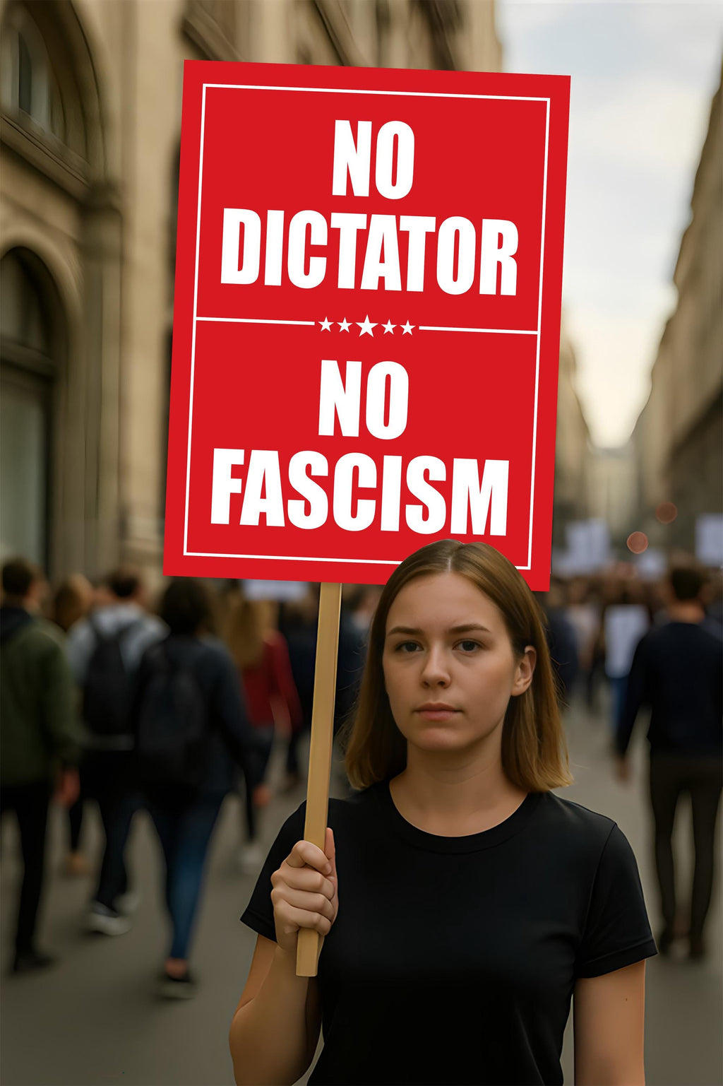 No Dictator, No Fascism Protest Sign, Anti-Trump Resistance, Political Activist Poster, Rally Sign, Resist Fascism Protest Poster