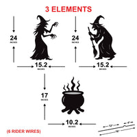 Witch Silhouette Halloween Yard Sign with Cauldron, Spooky Outdoor Garden Decoration, Corrugated Plastic Lawn Stake Sign for Halloween