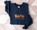 Pumpkin Spice Latte Embroidered Sweatshirt, Tis the Season Hoodie, Fall Shirt, Touchdown Long Sleeve Shirt, Thanksgiving Gift Idea