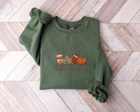 Pumpkin Spice Latte Embroidered Sweatshirt, Tis the Season Hoodie, Fall Shirt, Touchdown Long Sleeve Shirt, Thanksgiving Gift Idea