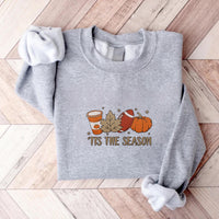 Pumpkin Spice Latte Embroidered Sweatshirt, Tis the Season Hoodie, Fall Shirt, Touchdown Long Sleeve Shirt, Thanksgiving Gift Idea
