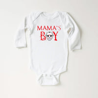 Mama's Boy Retro Halloween Baby Shirt, Baby Bodysuit, Funny Toddler Sweatshirt - Slasher-Inspired Outfit, Spooky Cute Boys Clothes