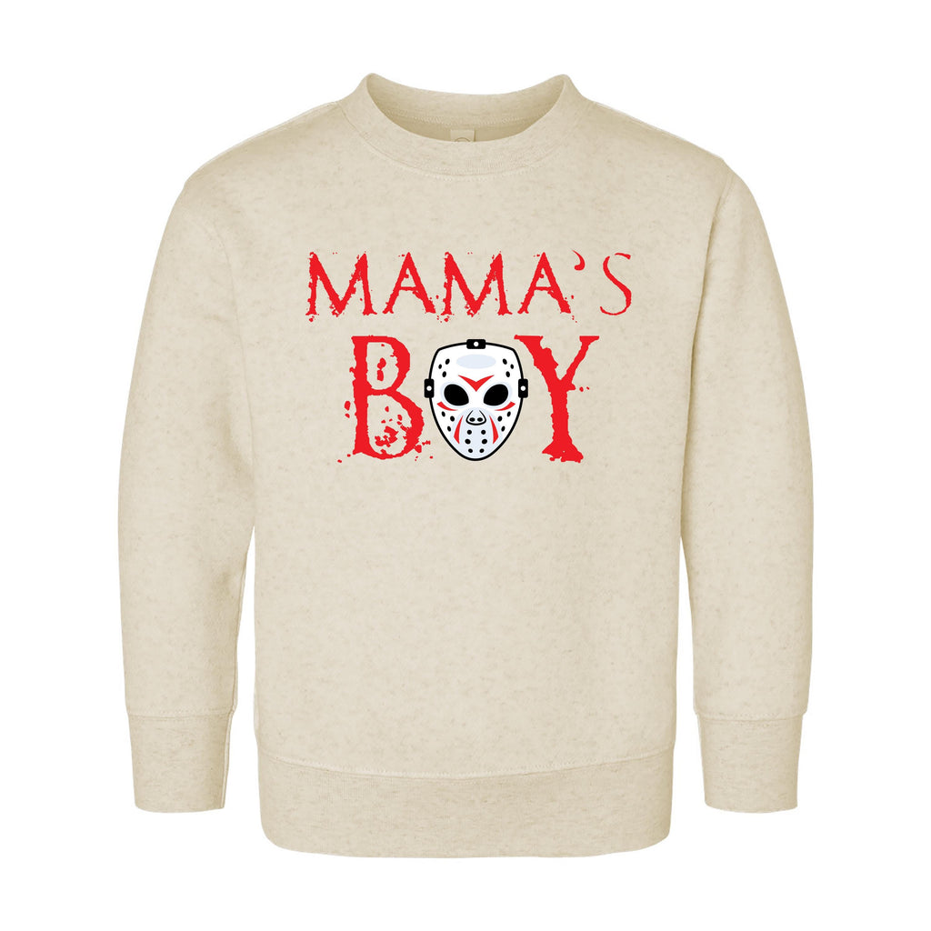 Mama's Boy Retro Halloween Baby Shirt, Baby Bodysuit, Funny Toddler Sweatshirt - Slasher-Inspired Outfit, Spooky Cute Boys Clothes