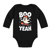 Boo Yeah Baby Bodysuit, Retro Ghost Baby Shirt, Halloween Toddler Sweatshirt - Skater Themed Outfit, Cute Spooky Fall Baby Clothes