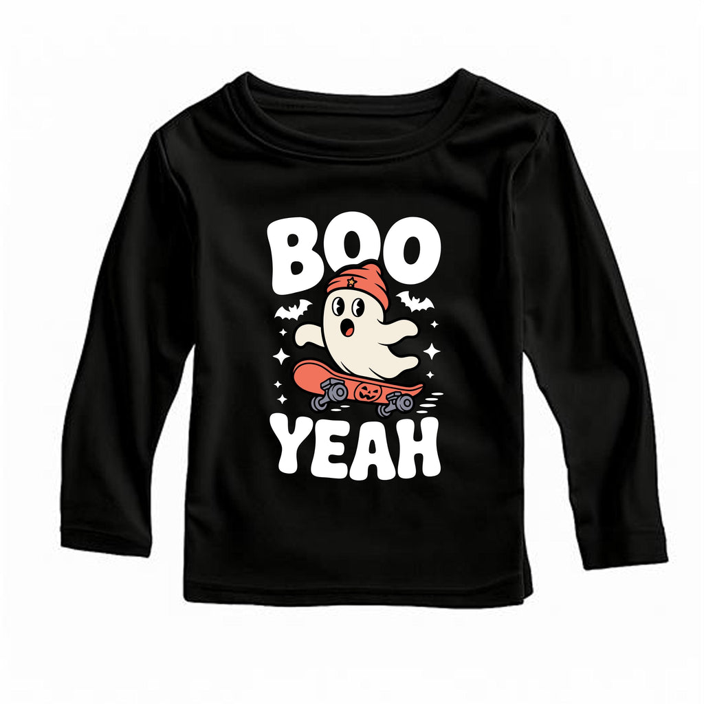 Boo Yeah Baby Bodysuit, Retro Ghost Baby Shirt, Halloween Toddler Sweatshirt - Skater Themed Outfit, Cute Spooky Fall Baby Clothes