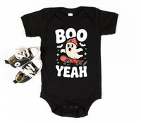 Boo Yeah Baby Bodysuit, Retro Ghost Baby Shirt, Halloween Toddler Sweatshirt - Skater Themed Outfit, Cute Spooky Fall Baby Clothes