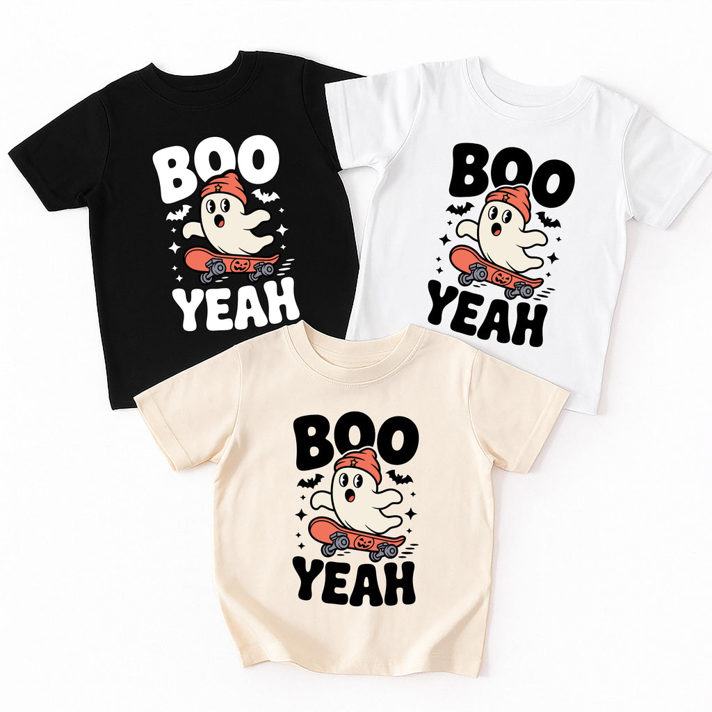 Boo Yeah Baby Bodysuit, Retro Ghost Baby Shirt, Halloween Toddler Sweatshirt - Skater Themed Outfit, Cute Spooky Fall Baby Clothes