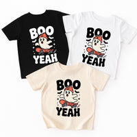 Boo Yeah Baby Bodysuit, Retro Ghost Baby Shirt, Halloween Toddler Sweatshirt - Skater Themed Outfit, Cute Spooky Fall Baby Clothes
