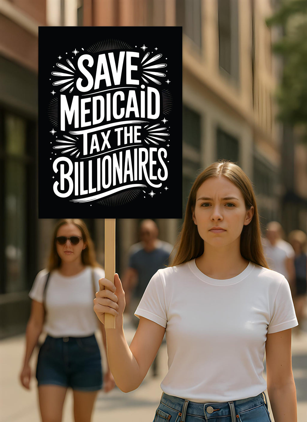 Save Medicaid Tax the Billionaires Protest Sign, Anti-Trump Resistance, Political Activist Poster, Rally Sign, Resist Fascism Protest Poster