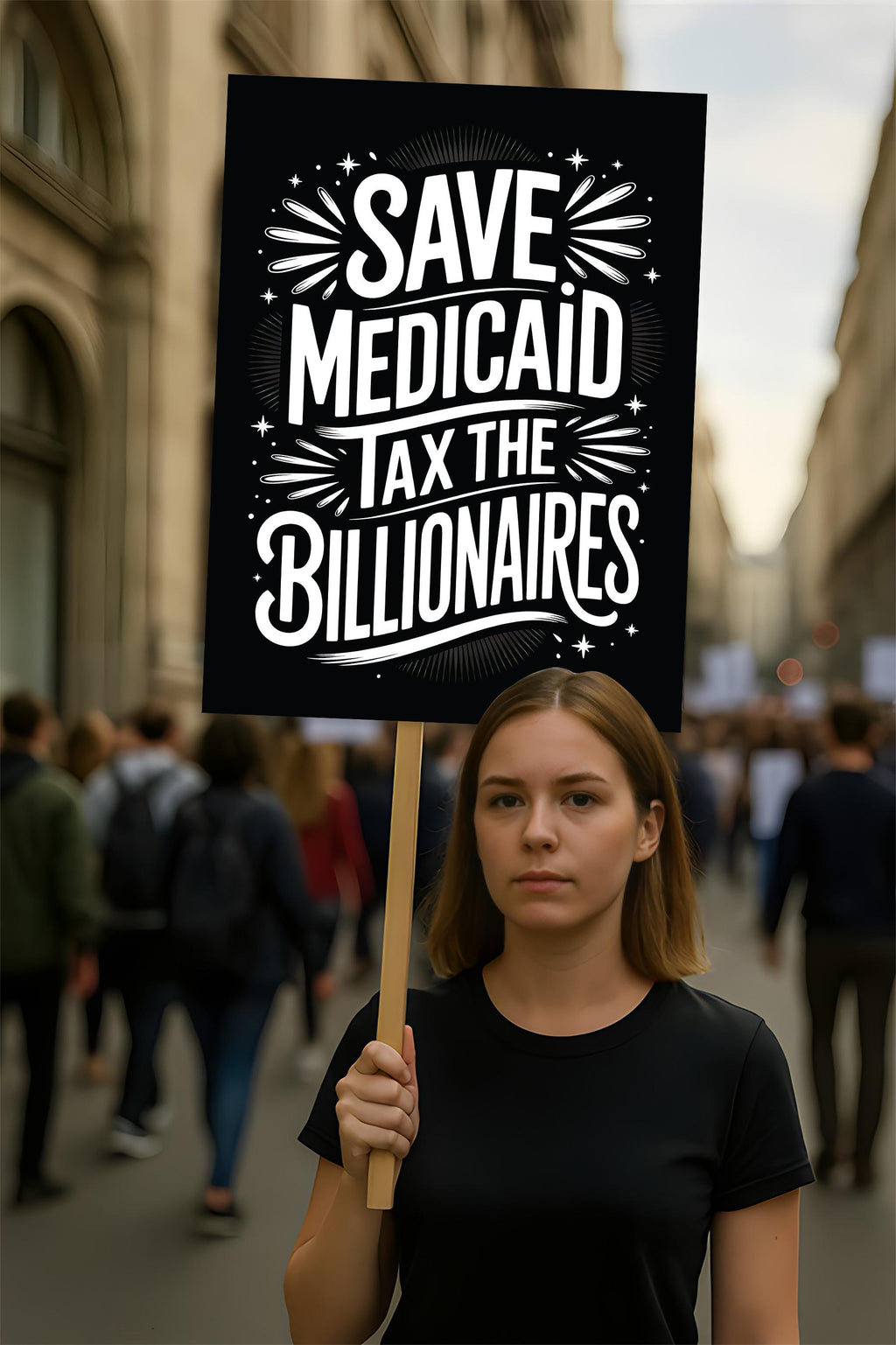 Save Medicaid Tax the Billionaires Protest Sign, Anti-Trump Resistance, Political Activist Poster, Rally Sign, Resist Fascism Protest Poster