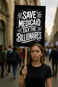 Save Medicaid Tax the Billionaires Protest Sign, Anti-Trump Resistance, Political Activist Poster, Rally Sign, Resist Fascism Protest Poster