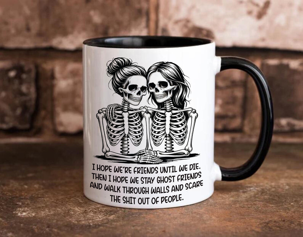 Best Friend Skeleton Mug, Ghost Besties Ceramic Mug Gift, Halloween Coffee Cup for Her, Christmas Birthday Present for Best Friend