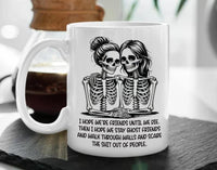 Best Friend Skeleton Mug, Ghost Besties Ceramic Mug Gift, Halloween Coffee Cup for Her, Christmas Birthday Present for Best Friend
