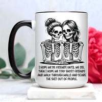 Best Friend Skeleton Mug, Ghost Besties Ceramic Mug Gift, Halloween Coffee Cup for Her, Christmas Birthday Present for Best Friend