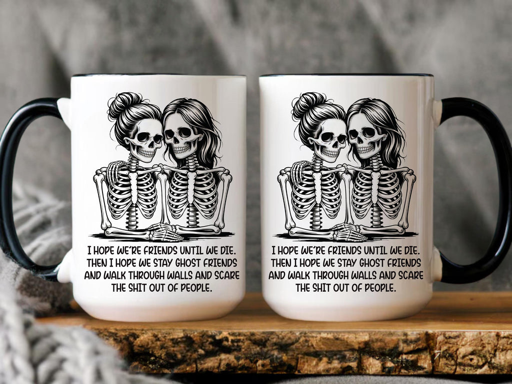 Best Friend Skeleton Mug, Ghost Besties Ceramic Mug Gift, Halloween Coffee Cup for Her, Christmas Birthday Present for Best Friend