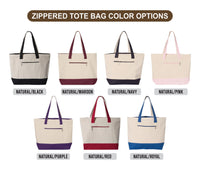 Custom Teacher Tote Bag with Zipper, Personalized Name Teacher Icons Tote, School Supplies Classroom Bag, Teacher Gift, Back to School Tote