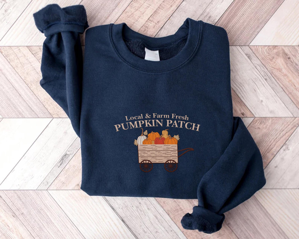 Pumpkin Patch Embroidered Sweatshirt, Fall Halloween Hoodie, Cozy Pumpkin Shirt, Autumn Long Sleeve Shirt, Cute Fall Aesthetic Gift
