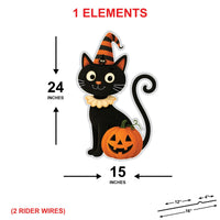 Cute Halloween Cat Yard Sign with Pumpkin, Outdoor Black Cat Lawn Decoration with Stakes, Corrugated Garden Sign for Porch or Party Display