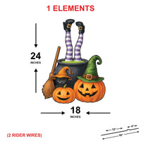 Witch Cauldron Halloween Yard Sign with Stakes, Pumpkin Cat Lawn Decoration, Funny Outdoor Witch Brew Scene for Porch, Garden, or Party