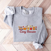 Cozy Season Embroidered Sweatshirt, Autumn Vibes Hoodie, Fall Shirt, Cozy Long Sleeve Shirt for Her, Cute Minimal Fall Aesthetic Gift