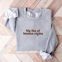 Big Fan of Human Rights Embroidered Sweatshirt, Minimalist Hoodie, No Human Is Illegal Shirt, Empathy Long Sleeve Shirt, Decency Gift