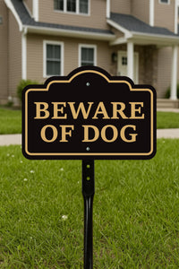 Beware of Dog Yard Sign with 16" Stake, Rust-Free Aluminum Warning Sign, Home Security Not Responsible Sign for Lawn, Outdoor Dog Alert