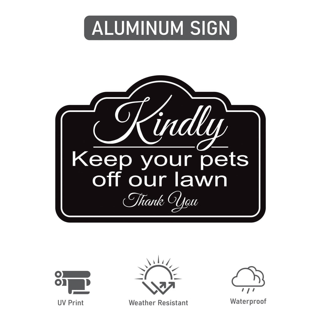 2 Pack Keep Pets Off Lawn Yard Sign with 16" Stake, Rust-Free Aluminum Outdoor Warning Sign, Kindly Keep Pets Off Grass, Dog Cat Deterrent