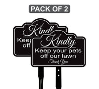 2 Pack Keep Pets Off Lawn Yard Sign with 16" Stake, Rust-Free Aluminum Outdoor Warning Sign, Kindly Keep Pets Off Grass, Dog Cat Deterrent