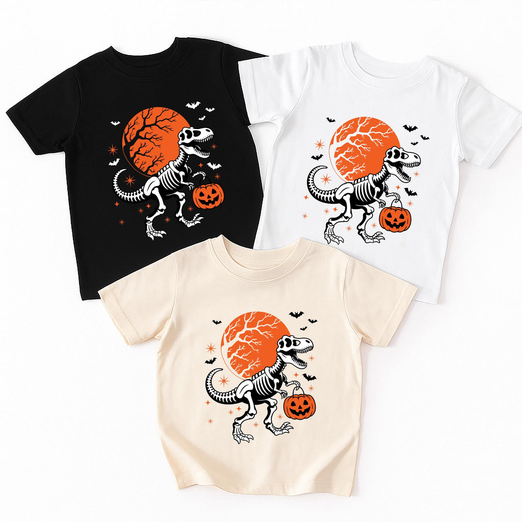 Halloween Dinosaur Baby Bodysuit, Trick or Treat Dino Baby Shirt, Retro Toddler Sweatshirt - Fall Boys Outfit, Spooky Dino Clothes