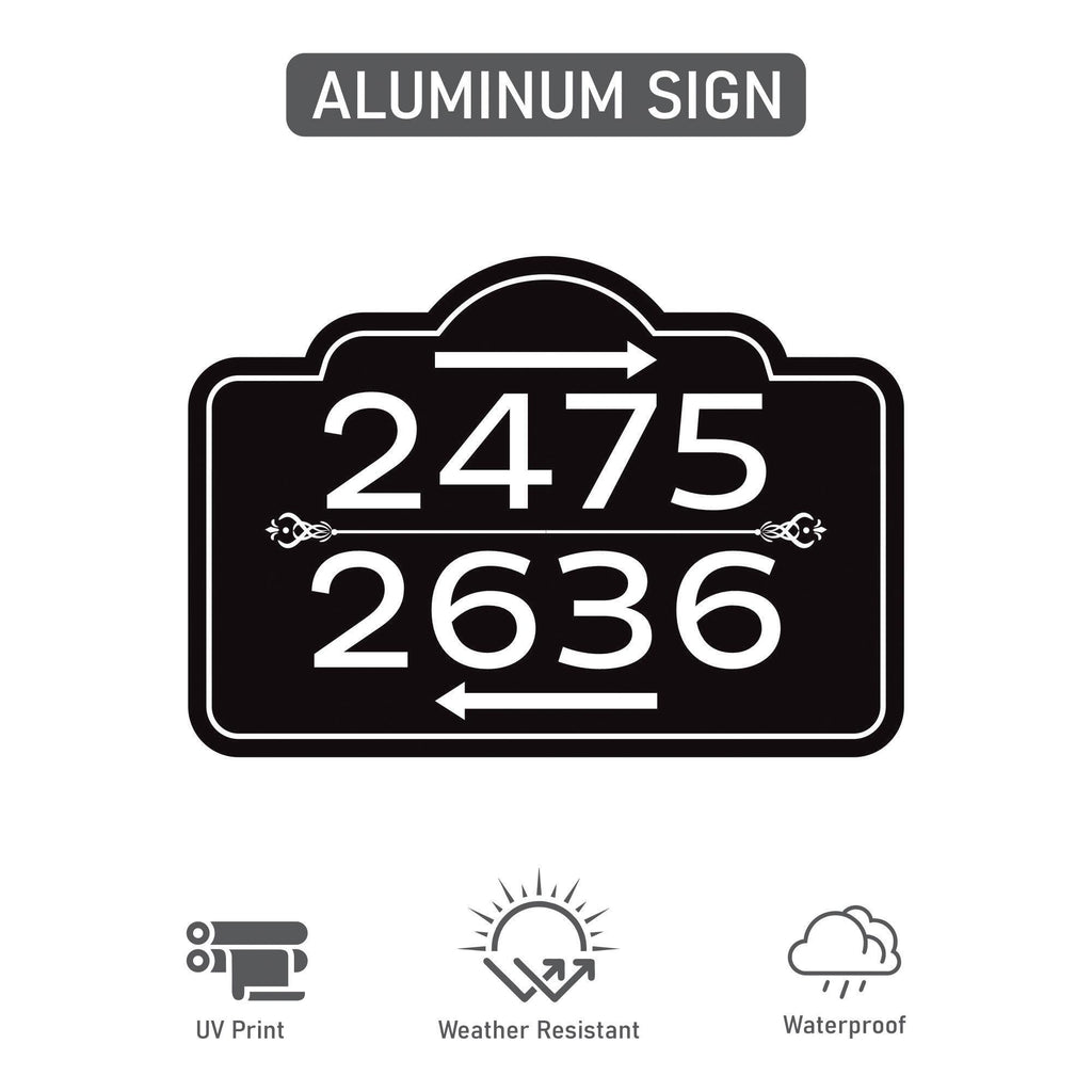2 Pack Custom House Number Yard Sign with Arrows, Multiple Address Directional Sign with 16" Stake, Aluminum Lawn Sign for Homes, Cabins
