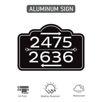 2 Pack Custom House Number Yard Sign with Arrows, Multiple Address Directional Sign with 16" Stake, Aluminum Lawn Sign for Homes, Cabins