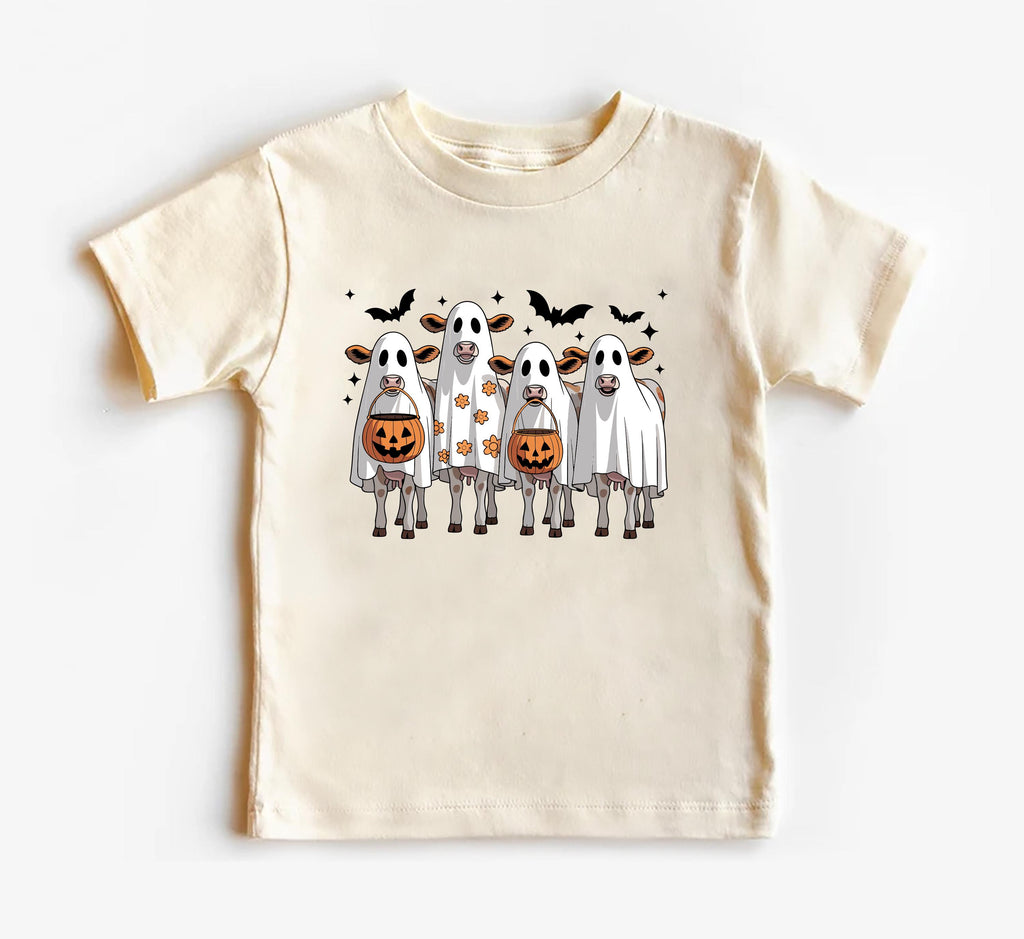 Ghost Cows Baby Bodysuit, Cute Halloween Cow Baby Shirt, Retro Fall Toddler Sweatshirt - Spooky Farm Animal Outfit