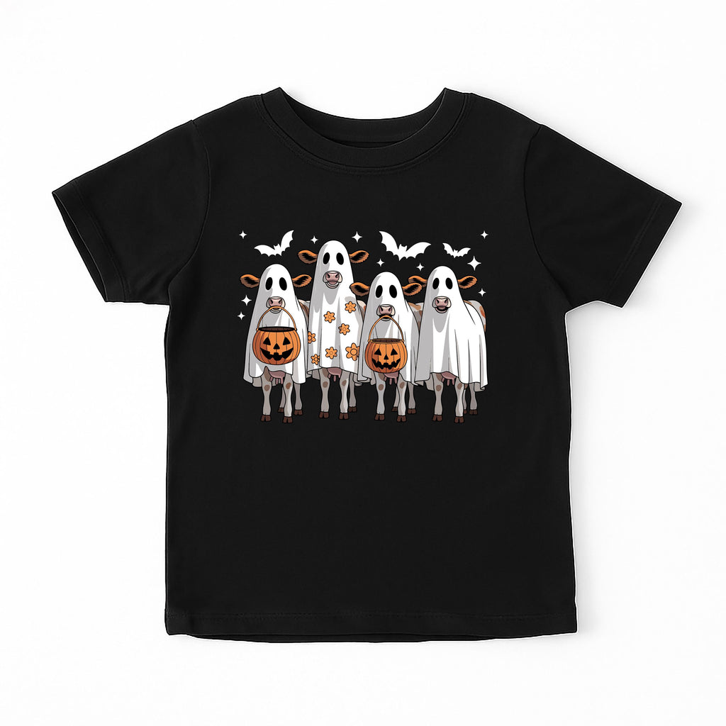 Ghost Cows Baby Bodysuit, Cute Halloween Cow Baby Shirt, Retro Fall Toddler Sweatshirt - Spooky Farm Animal Outfit