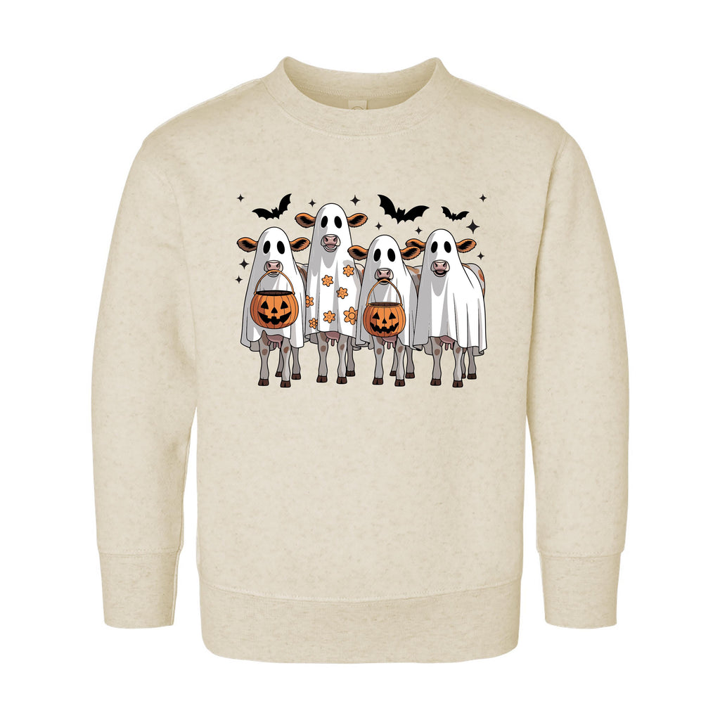 Ghost Cows Baby Bodysuit, Cute Halloween Cow Baby Shirt, Retro Fall Toddler Sweatshirt - Spooky Farm Animal Outfit