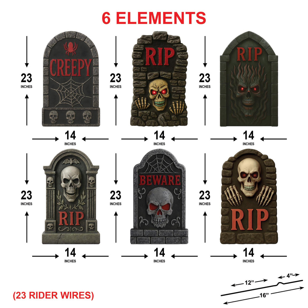 Halloween Tombstone Yard Signs, Scary Graveyard Outdoor Decorations, Waterproof Cemetery Lawn Stakes for Spooky Halloween Display