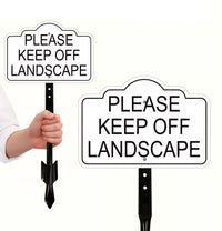 2 Pack Please Keep Off Landscape Yard Sign with 16" Stake, Rust-Free Aluminum Stay Off Grass Warning Sign, Outdoor Garden Lawn Protection