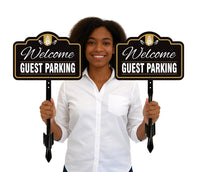 2 Pack Guest Parking Only Yard Sign with 16" Stake, Rust-Free Aluminum Parking Sign for Visitors, Reserved Guest Outdoor Lawn Parking Marker