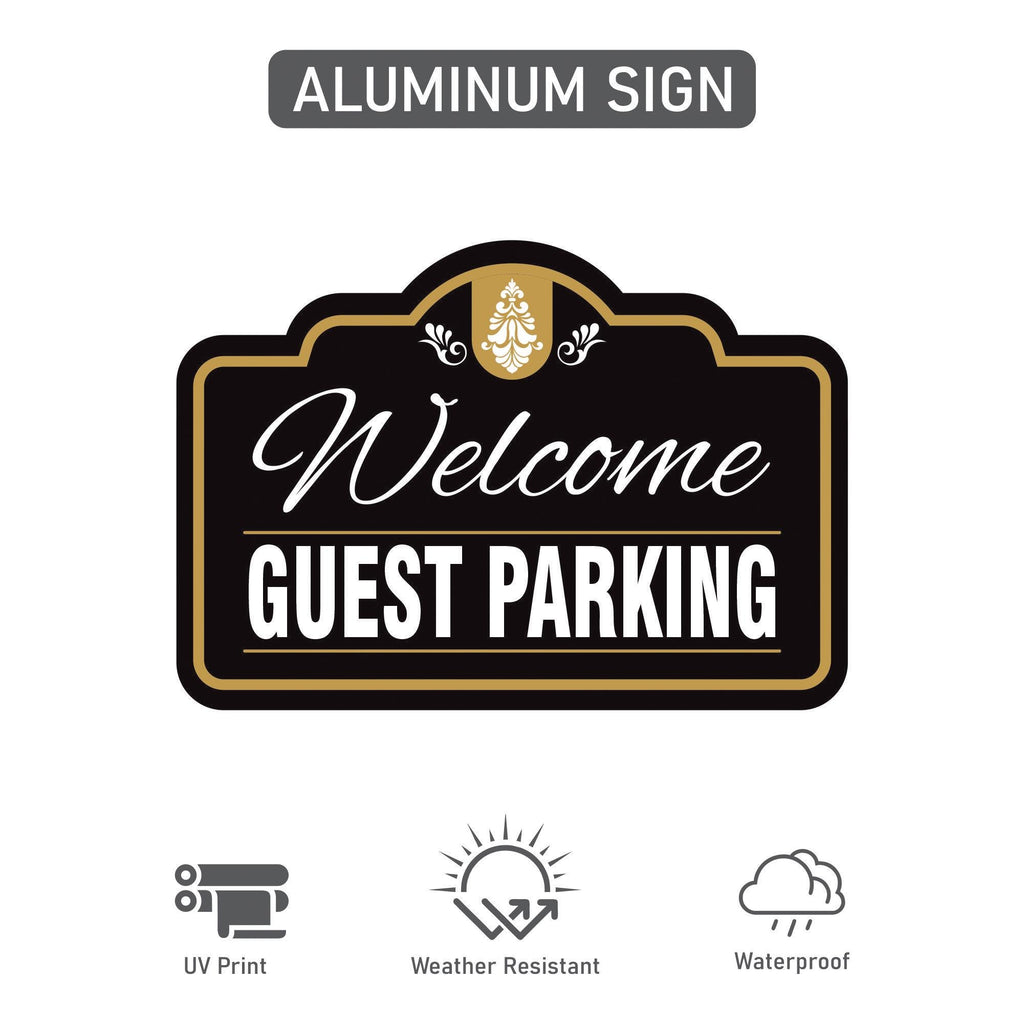 2 Pack Guest Parking Only Yard Sign with 16" Stake, Rust-Free Aluminum Parking Sign for Visitors, Reserved Guest Outdoor Lawn Parking Marker