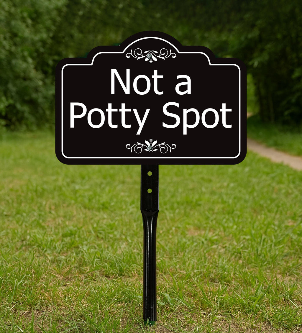 2 Pack Not a Potty Spot Yard Sign with 16" Stake, Rust-Free Aluminum Dog Poop Warning Sign, Clean Up After Your Dog Outdoor Lawn Pet Waste Sign