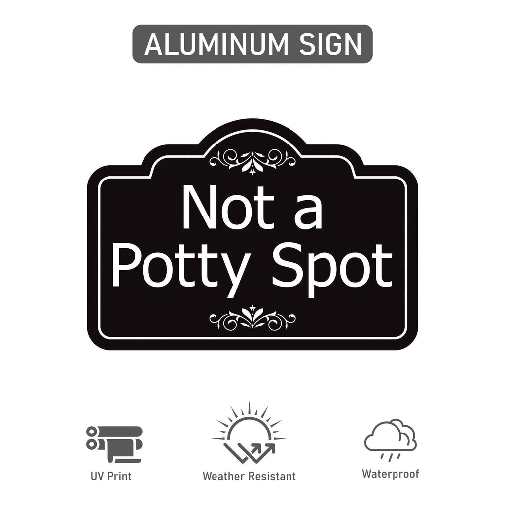 2 Pack Not a Potty Spot Yard Sign with 16" Stake, Rust-Free Aluminum Dog Poop Warning Sign, Clean Up After Your Dog Outdoor Lawn Pet Waste Sign