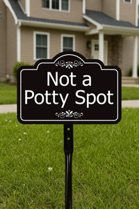 2 Pack Not a Potty Spot Yard Sign with 16" Stake, Rust-Free Aluminum Dog Poop Warning Sign, Clean Up After Your Dog Outdoor Lawn Pet Waste Sign