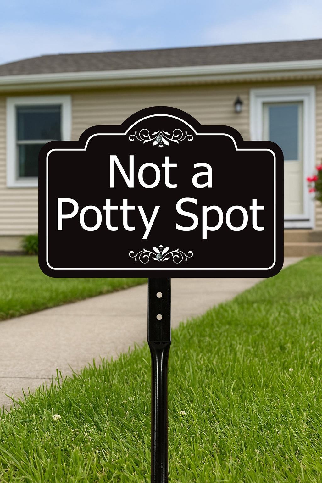 2 Pack Not a Potty Spot Yard Sign with 16" Stake, Rust-Free Aluminum Dog Poop Warning Sign, Clean Up After Your Dog Outdoor Lawn Pet Waste Sign
