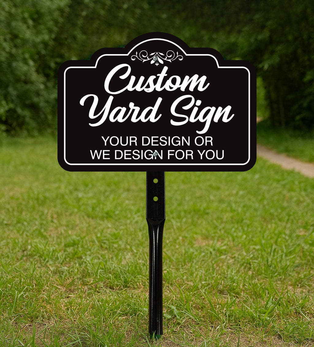2 Pack Custom Aluminum Yard Sign with 16" Stake, Personalized Metal Outdoor Sign, Fully Customizable Lawn Marker for Home, Business, Events