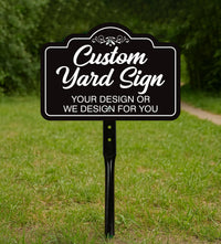 Custom Aluminum Yard Sign with 16" Stake, Personalized Metal Outdoor Sign, Fully Customizable Lawn Marker for Home, Business, Events
